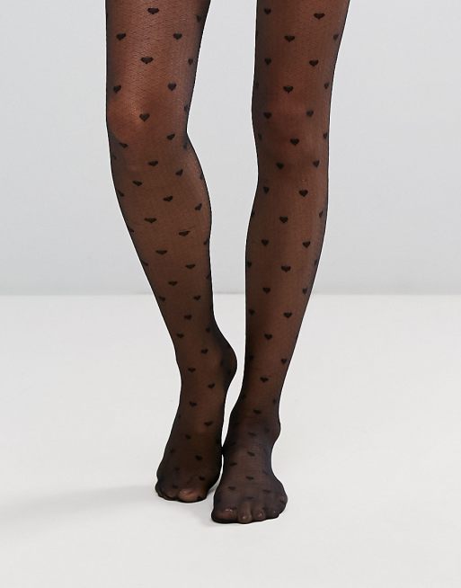 ASOS DESIGN – Hjärtmönstrade tights