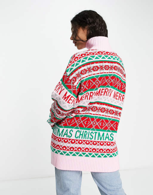 ASOS DESIGN - Højhalset julesweater med fairisle-mønster over det hele, 2 af 4