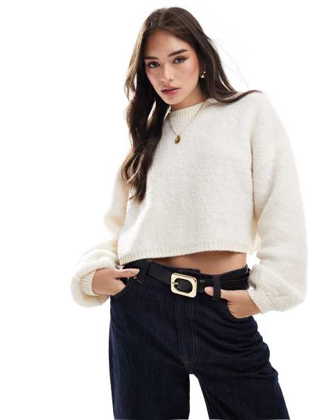 ASOS DESIGN - Højhalset og cremehvid trøje i bouclé - view 1