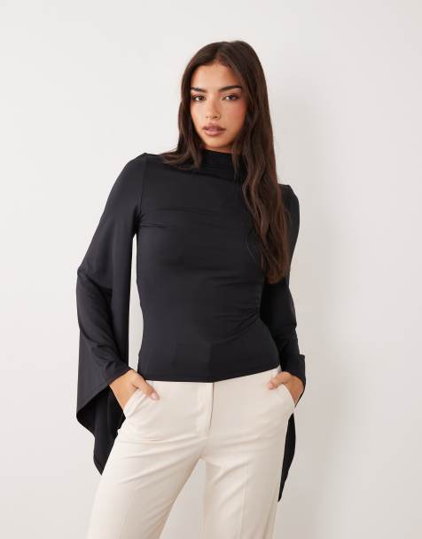 ASOS DESIGN højhalset top med åben ryg i sort - view 1
