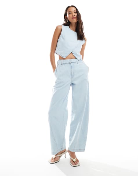 ASOS DESIGN - Højtaljede barrel-jeans i lys vask - Del af sæt - view 1