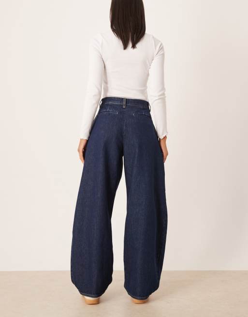 ASOS DESIGN - Højtaljede jeans i skyllet denim med tøndeformede ben og lægdetaljer, 2 af 5