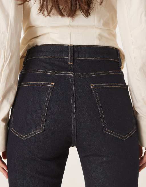 ASOS DESIGN - Højtaljede og ankellange mørkeblå jeans i slim fit med lige ben, 4 af 5