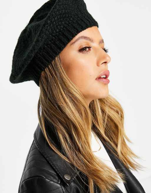 ASOS DESIGN - Hæklet baret i sort