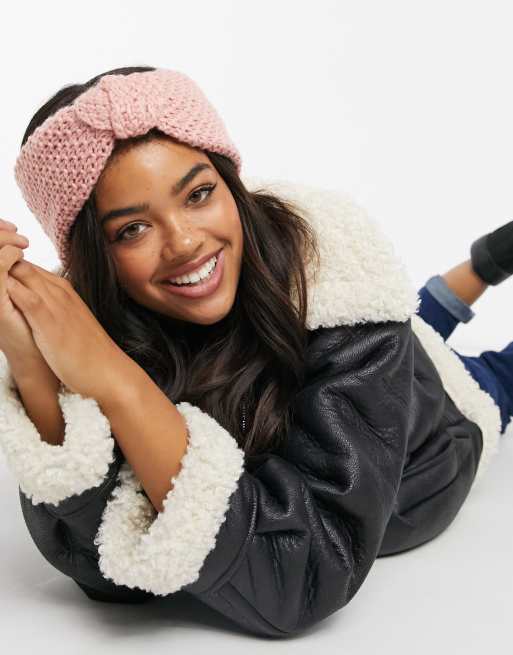 ASOS DESIGN - Hæklet pandebånd med knude foran i lyserød, 2 af 4