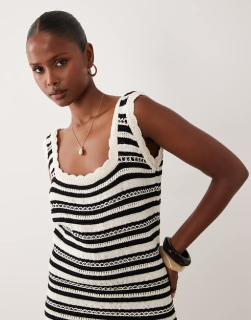 ASOS DESIGN hæklet strikket minikjole med firkantet hals, 3 af 4