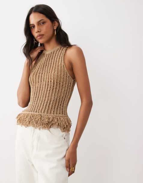 ASOS DESIGN hæklet top med kvaster - view 1
