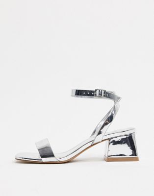 asos silver block heel sandals