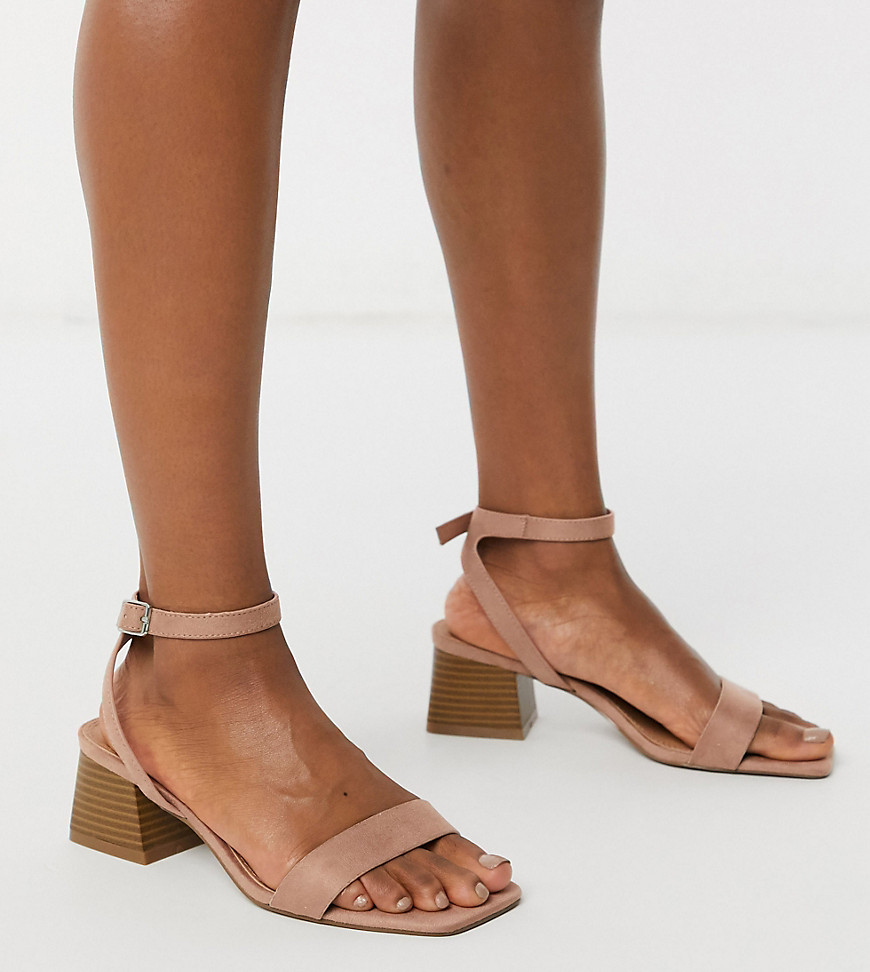 ASOS DESIGN – Hocco – Rosa sandaler med blockklack och bred passform-Beige