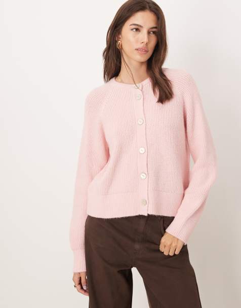 ASOS DESIGN – Hochgeschlossene Strickjacke in Rosa - view 1
