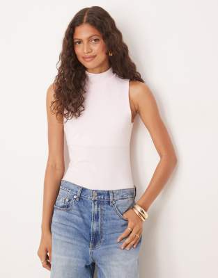 ASOS DESIGN - Hochgeschlossener Body in Rosa