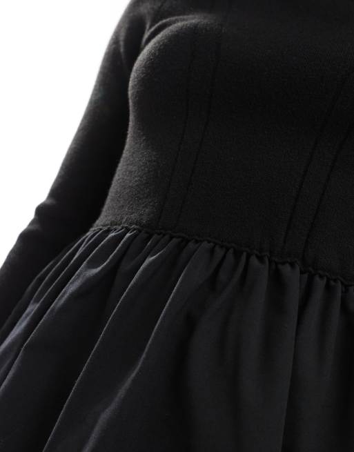 ASOS DESIGN – Hochgeschlossenes, geripptes Oberteil in Schwarz mit gewebtem Saum, 3 von 4