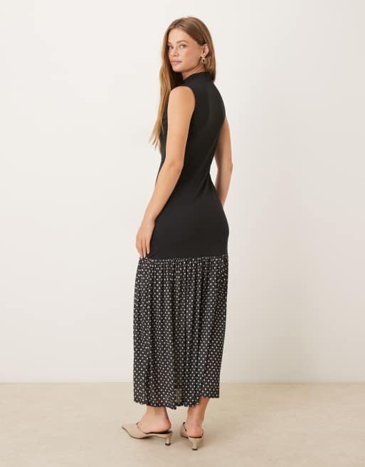ASOS DESIGN – Hochgeschlossenes Hybrid-Maxikleid mit bedrucktem Rock, 3 von 4