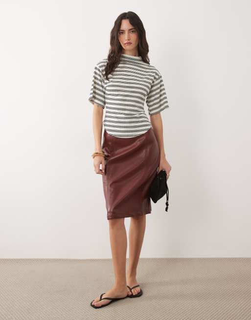 ASOS DESIGN – Hochgeschlossenes, kurzärmliges Oberteil mit breiten Streifen, 2 von 4