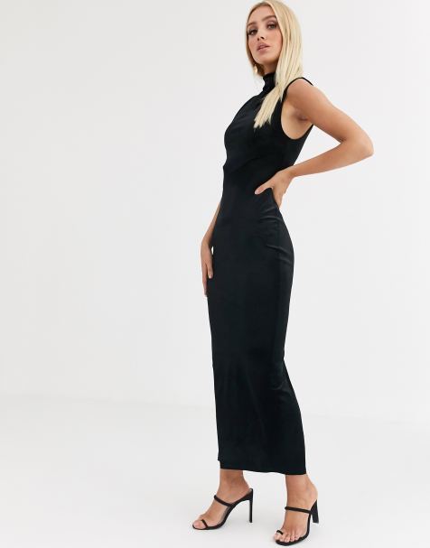 ASOS DESIGN – Hochgeschlossenes Maxikleid aus Samt