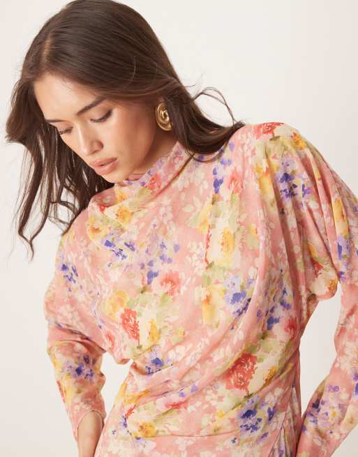 ASOS DESIGN – Hochgeschlossenes Maxikleid mit großflächigem Blumenmuster, 4 von 4