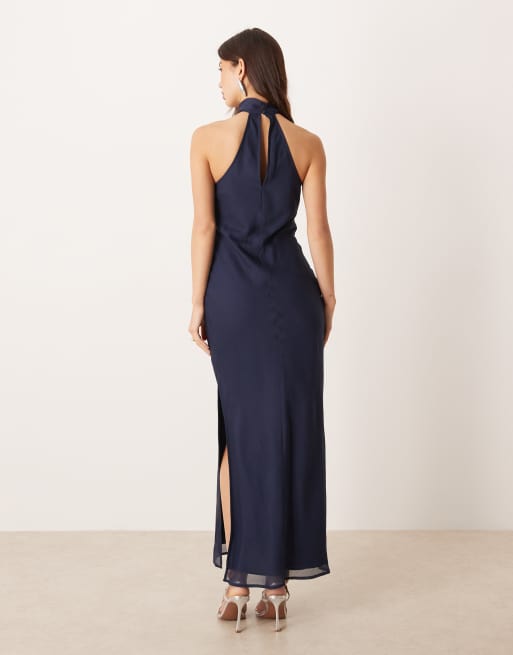 ASOS DESIGN – Hochgeschlossenes Midikleid aus Chiffon in Marineblau, 3 von 4