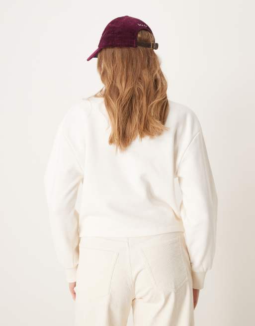 ASOS DESIGN – Hochgeschlossenes Sweatshirt in Creme mit Korsettnähten, 4 von 4