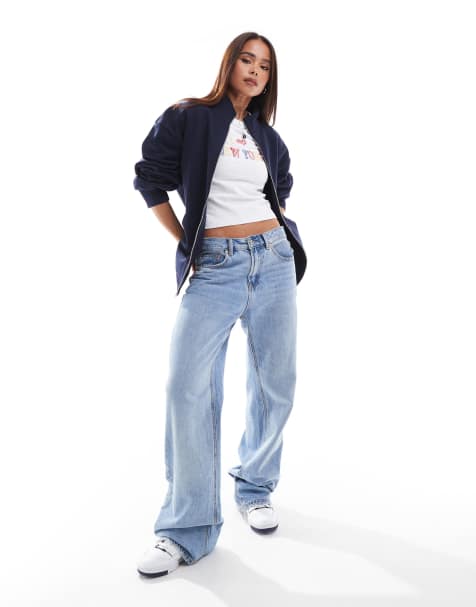 ASOS DESIGN – Hochgeschlossenes Sweatshirt in Marineblau mit durchgehendem Reißverschluss - view 1