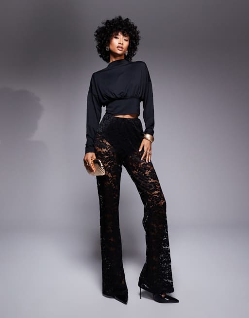 ASOS DESIGN – Hochgeschlossenes, tailliertes Oberteil in Schwarz mit Fledermausärmeln, 4 von 4