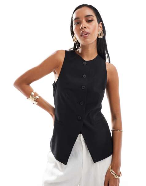 ASOS DESIGN – Hochgeschlossenes Westen-Top in Schwarz - view 1