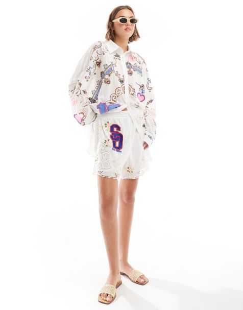 ASOS DESIGN – Hochwertige, bestickte Shorts, Kombiteil - view 1