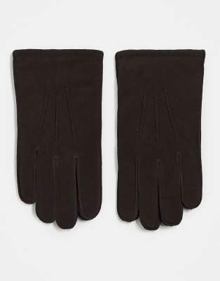 Hochwertige Handschuhe aus Wildleder in Braun-Brown Brown S-M