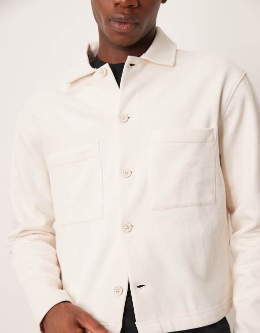 ASOS DESIGN – Hochwertige Hemdjacke aus 400 g/m² schwerem Material in Ecru , 4 von 4