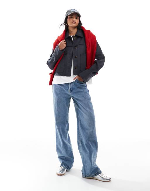 ASOS DESIGN – Hochwertige Jacke aus Wildlederimitat in Anthrazit mit hohem Kragen, 2 von 4