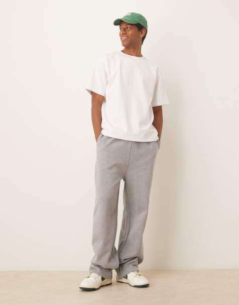 ASOS DESIGN – Hochwertige Jogginghose in meliertem Grau mit weitem Bein, 400 g/m² - view 1