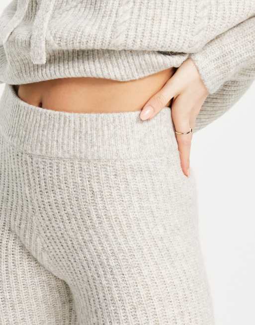 ASOS DESIGN – Hochwertige Lounge-Leggings aus Rippstrick in Grau, Kombiteil, 2 von 4
