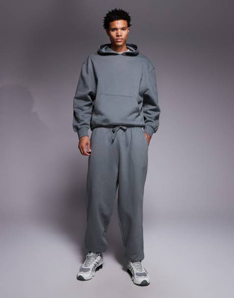 ASOS DESIGN – Hochwertige Oversize-Jogginghose aus schwerem Stoff in Grau, 400 g/m² - view 1