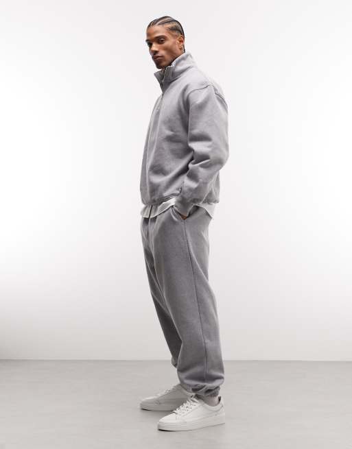 ASOS DESIGN – Hochwertige Oversize-Jogginghose aus schwerem Stoff in meliertem Grau, 400 g/m²  , 2 von 5