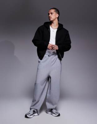 ASOS DESIGN – Hochwertige Oversize-Jogginghose in Grau meliert mit Ballonschnitt, 400 g/m²