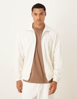 ASOS DESIGN – Hochwertige Oversize-Trainingsjacke aus Leinenmix in Weiß - view 1