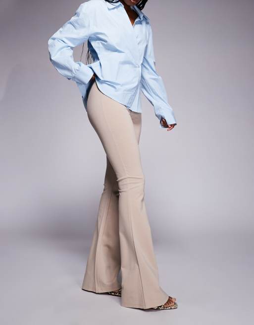 ASOS DESIGN – Hochwertige Ponte-Schlaghose in Steinbeige mit tailliertem Bund in Schwarz, 4 von 5