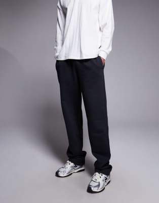 Hochwertige, schwere Jogginghose in Anthrazit mit geradem Schnitt, 400 g/m²-Grau Grau L