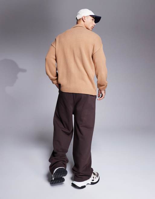 ASOS DESIGN – Hochwertige, schwere Jogginghose in Braun mit weitem Schnitt, 400 g/m², 2 von 5