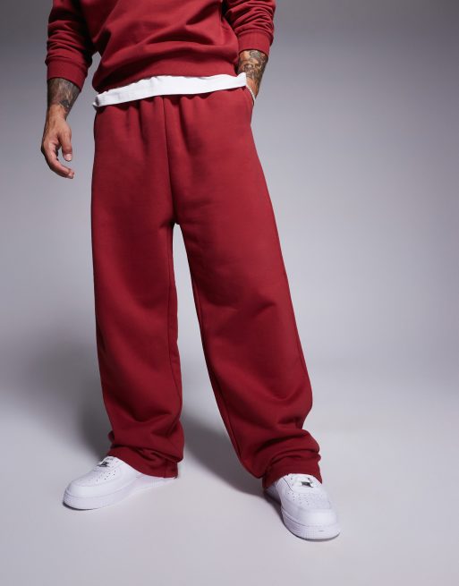 ASOS DESIGN – Hochwertige, schwere Jogginghose in Rot mit weitem Schnitt, 400 g/m², 2 von 5