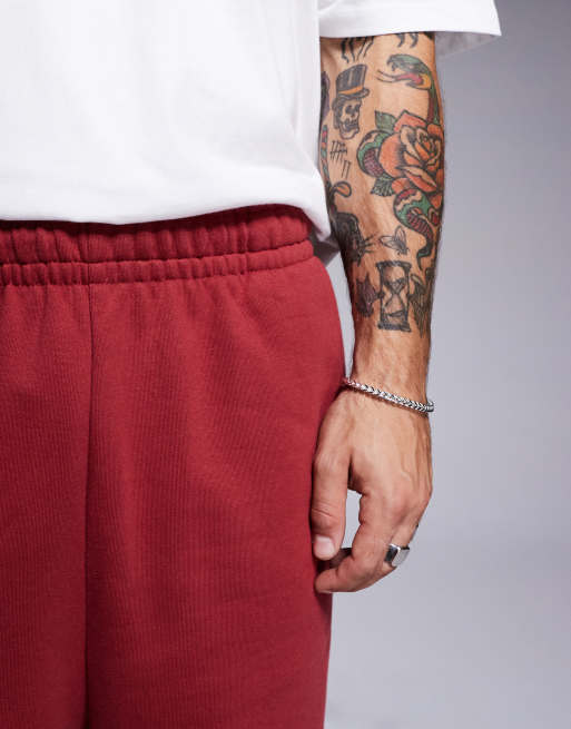 ASOS DESIGN – Hochwertige, schwere Jogginghose in Rot mit weitem Schnitt, 400 g/m², 4 von 5