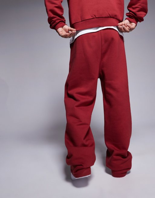 ASOS DESIGN – Hochwertige, schwere Jogginghose in Rot mit weitem Schnitt, 400 g/m², 5 von 5