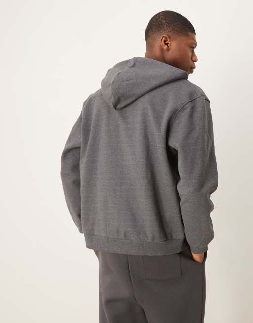 ASOS DESIGN – Hochwertige, schwere Oversize-Kapuzenjacke in Anthrazit meliert, 400 g/m², 4 von 4