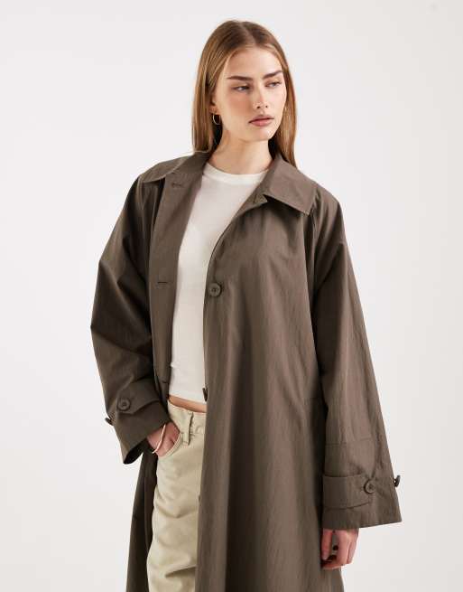 ASOS DESIGN – Hochwertiger Oversize-Trenchcoat in Taupe mit Kimono-Ärmeln, 4 von 4