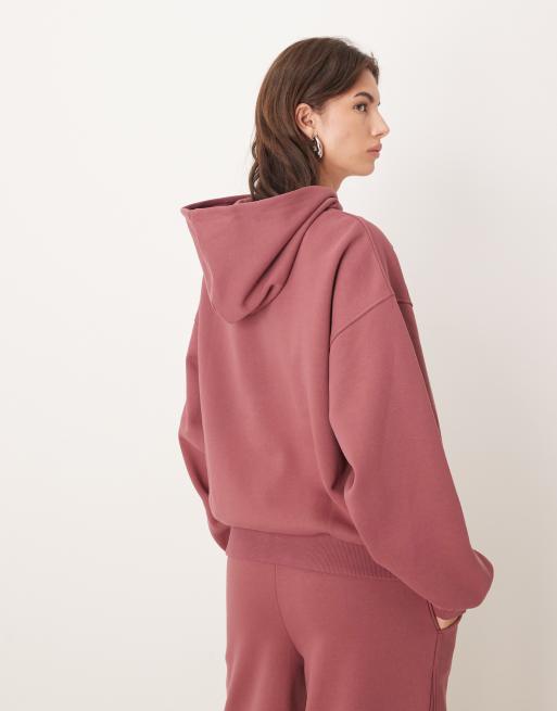 ASOS DESIGN – Hochwertiger, schwerer Kapuzenpullover in Dunkelrosa mit Ballonärmeln, 500 g/m², 4 von 4
