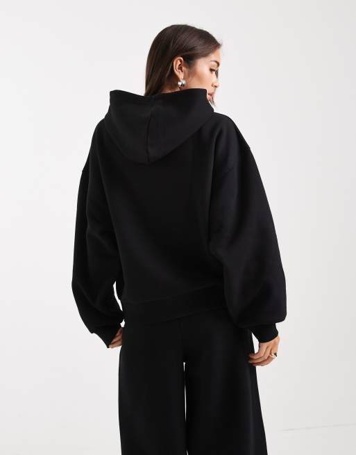 ASOS DESIGN – Hochwertiger, schwerer Kapuzenpullover in Schwarz mit Ballonärmeln, 500 g/m², 4 von 4