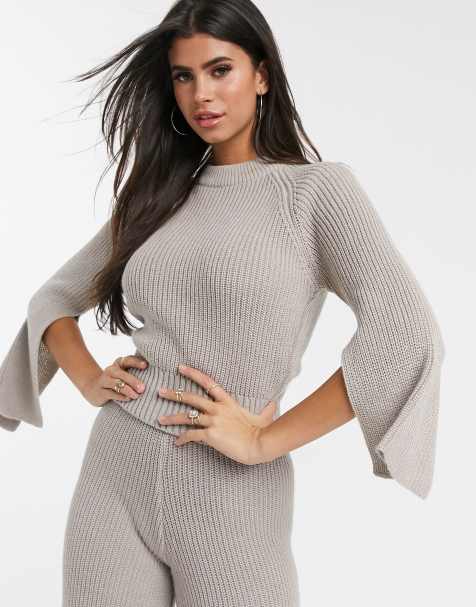 ASOS DESIGN – Hochwertiger Strickpullover mit Schlitzen