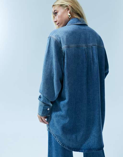 ASOS DESIGN – Hochwertiges Oversize-Jeanshemd in verwaschenem Blau, Kombiteil, 5 von 5