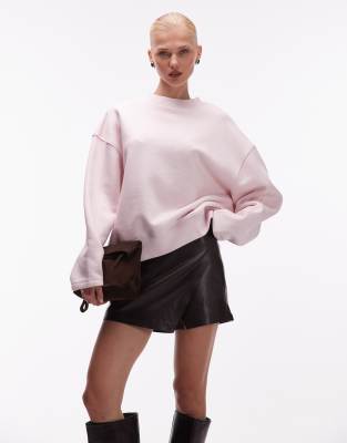 ASOS DESIGN - Hochwertiges Oversize-Sweatshirt in Rosa mit Kokonärmeln, 500 g/m²-Keine Farbe