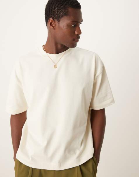 ASOS DESIGN – Hochwertiges Oversize-T-Shirt mit kastigem Schnitt aus schwerem Material in Creme, 300 g/m² - view 1