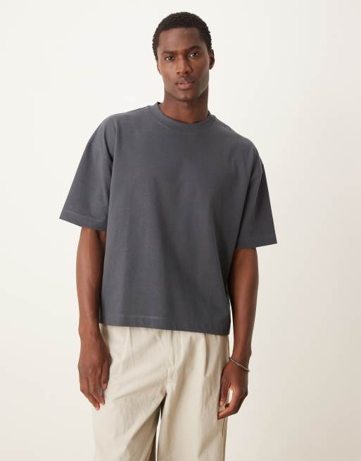 ASOS DESIGN – Hochwertiges Oversize-T-Shirt mit kastigem Schnitt in Anthrazit aus schwerem Material, 300 g/m²